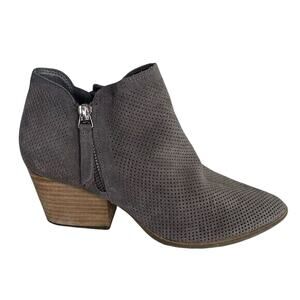 Vince Camuto Womens Nethera Perforated Suede Zip Ankle Booties Sz 10 Gray NWT